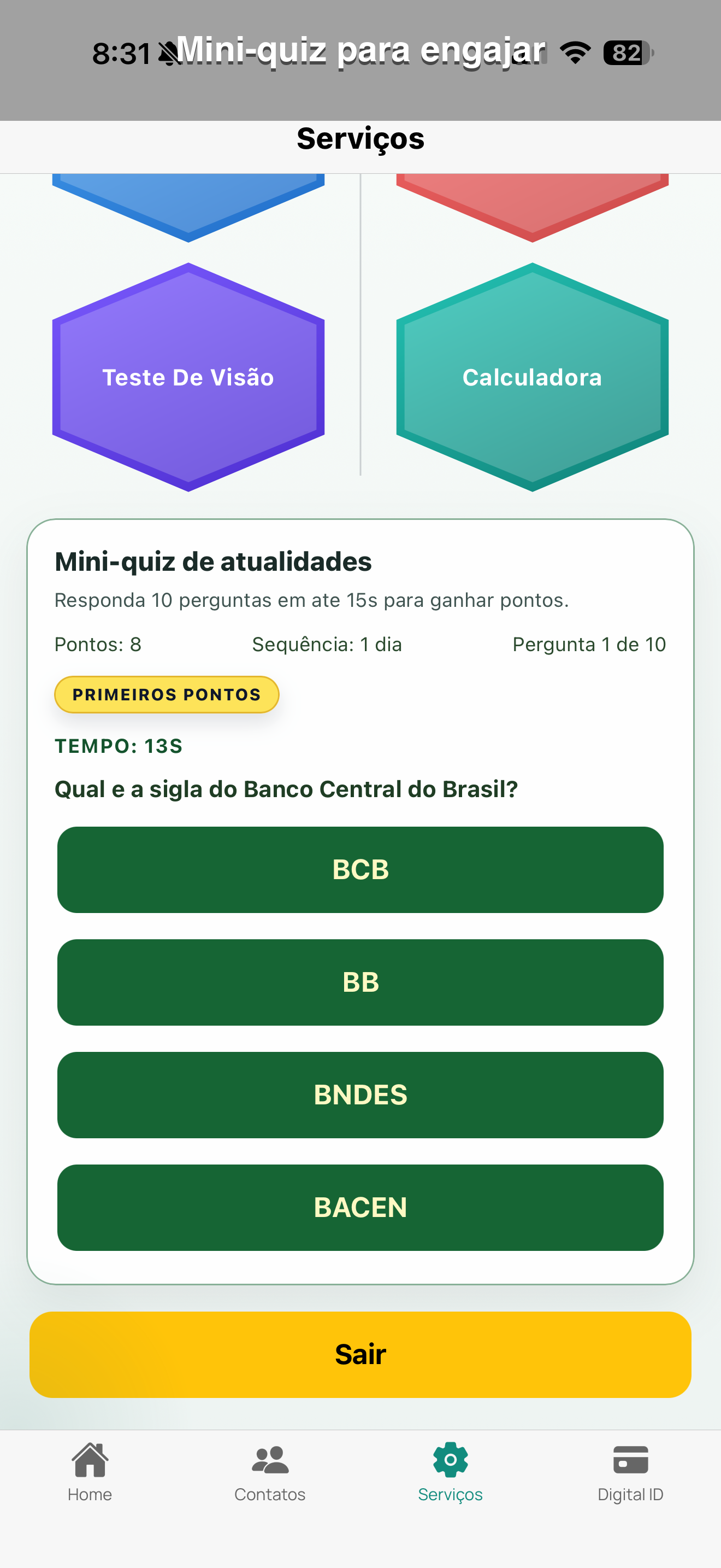 Mini quiz dentro do Fala Brasil