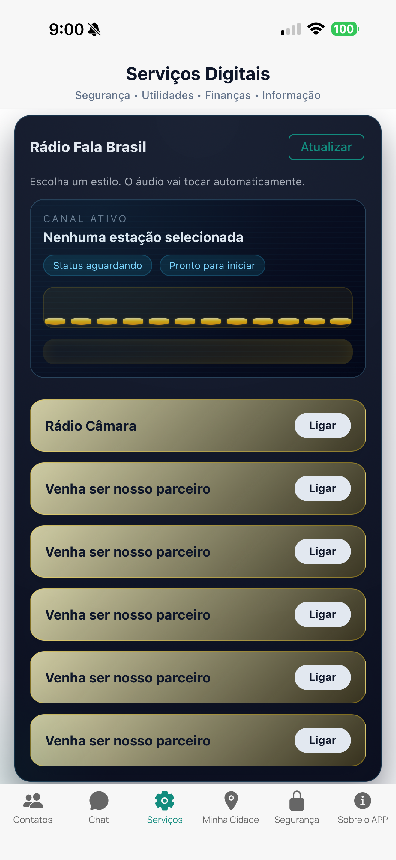 Serviço de rádio ao vivo no Fala Brasil